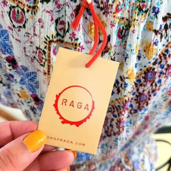 Nwt RAGA Multicolor Short Sleeve Ruffle Top Size Medium - Picture 8 of 16